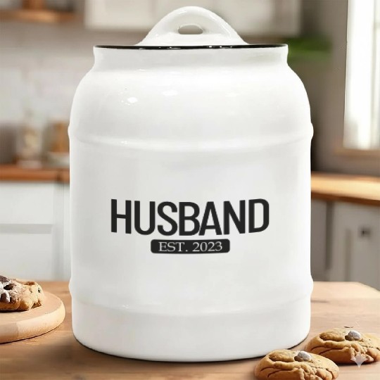 Husband Est. 2023 Matching Couple Newlywed Married Ceramic Cookie Jars