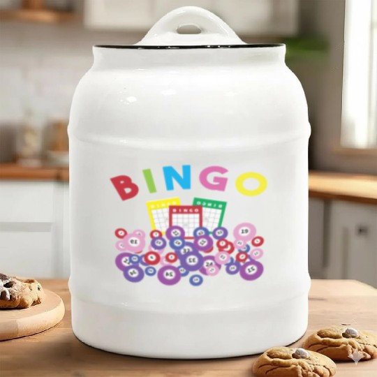Bingo Card And Balls Card Game Bingo Ceramic Cookie Jars