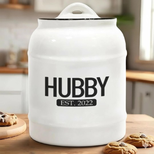 Hubby Est. 2022 Matching Couple Newlywed Marriedho Ceramic Cookie Jars