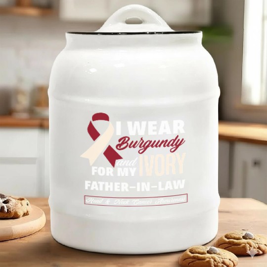 I Wear Burgundy Ivory For Father In Law Head Neck Ceramic Cookie Jars