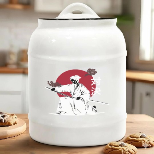 Japanese Design (Taiketsu) Ceramic Cookie Jars