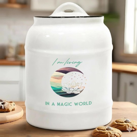 Magic Spiritual Desert Moon Water Lily Ceramic Cookie Jars