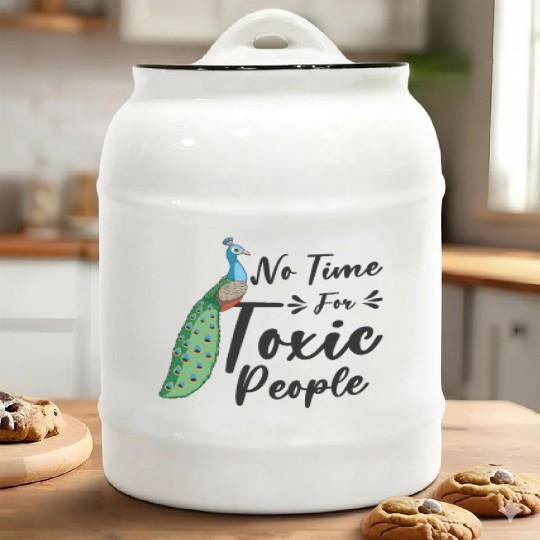 Peacock Positivity Peacock Fan Toxic People Nature Ceramic Cookie Jars