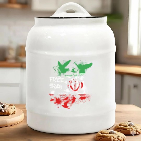 free iran, freedom, iran, no headscarves, flag Ceramic Cookie Jars