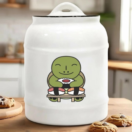 Sushi Lover Tortoise Ceramic Cookie Jars