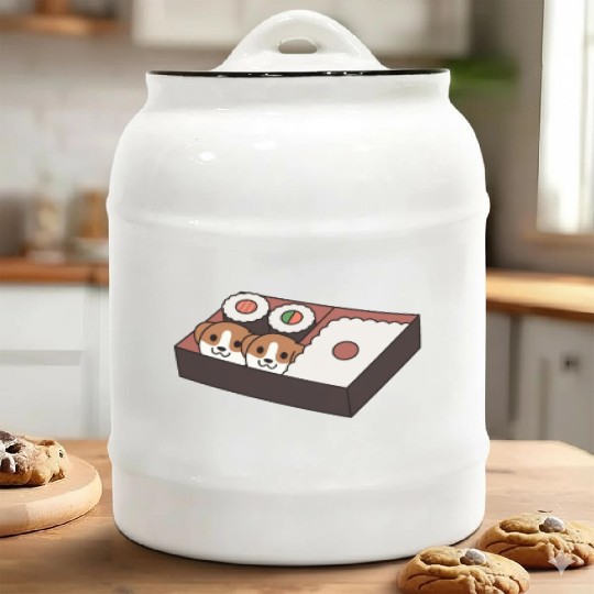 Sushi Bento Box Beagle Ceramic Cookie Jars
