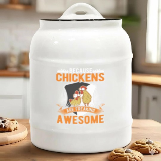 Chickens Farmer Chicken Coop Ceramic Cookie Jars