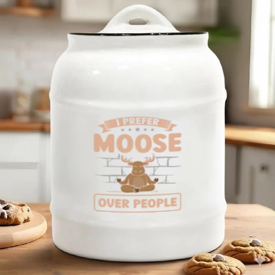 I Prefer Moose Over People Animal Alces Deer Ceramic Cookie Jars