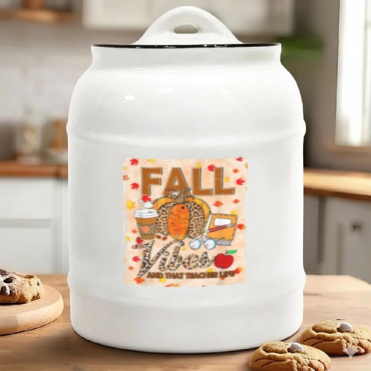 Fall Vibes And That Teacher Life Bleached Ceramic Cookie Jars