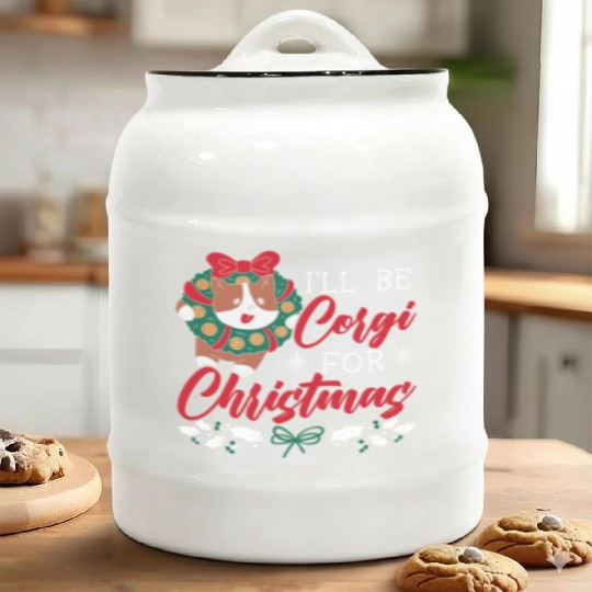 I'll Corgi For Christmas Day Dog Lover Corgi Dog Ceramic Cookie Jars