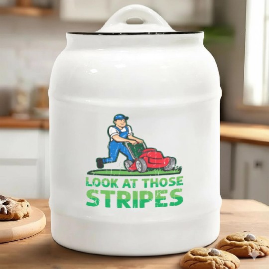 Look at those stripes - lawn mowing Ceramic Cookie Jars