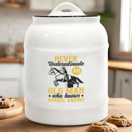 Old Man Barrel Racing Rodeo Equestrian Horse Ceramic Cookie Jars