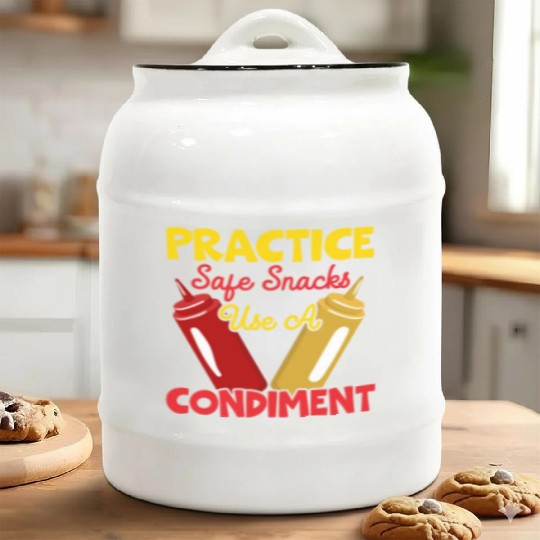 Practice Safe Snacks Use A Condiment Ketchup Ceramic Cookie Jars