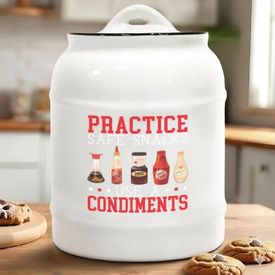 Practice Safe Snacks Use A Condiment Ketchup Ceramic Cookie Jars
