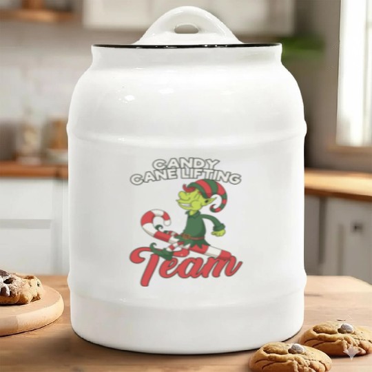 Candy Cane Candy Cane Lifting Team Elf Ceramic Cookie Jars