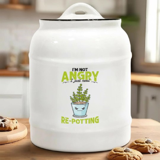 I'm not angry, I just need re-potting. - botanical Ceramic Cookie Jars