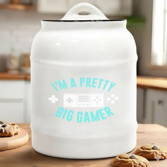 Pretty Big Gamer Video Game Player Gaming Gifts Ceramic Cookie Jars