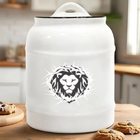 Lion of Judah With A Crown of Thorns Christian Ceramic Cookie Jars