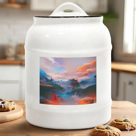 A Timeless World in a Distant Solar System Bright Ceramic Cookie Jars