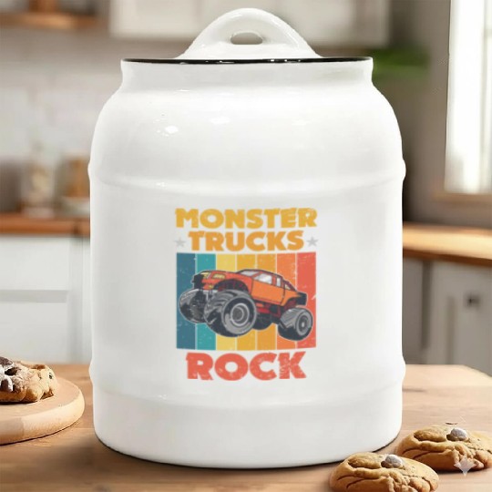 Awesome Monster Trucks Rock Tricks Stunts Wheelies Ceramic Cookie Jars