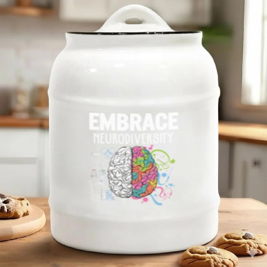 Embrace Neurodiversity Brain Adhd Autism Awareness Ceramic Cookie Jars