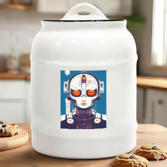 Cyberpunk Chibi Girl Ceramic Cookie Jars