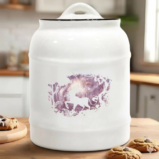 unicorn in magical forest Ceramic Cookie Jars