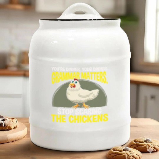 Funny Grammar Teacher Chicken Farming Ceramic Cookie Jars