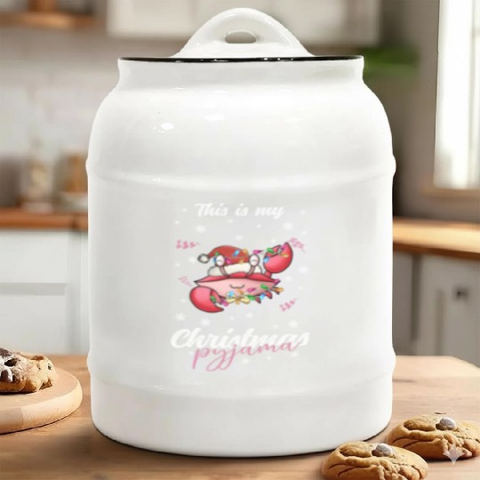 Winter Christmas Pyjama Crab Ceramic Cookie Jars