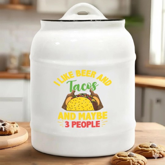 I Like Beer And Tacos Cinco De Mayo Festival Ceramic Cookie Jars