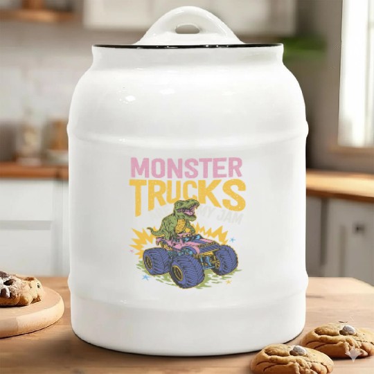 Monster Trucks Are My Jam Vintage Retro Ceramic Cookie Jars