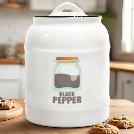 Black Pepper Spice Flavor Food Cooking Ceramic Cookie Jars