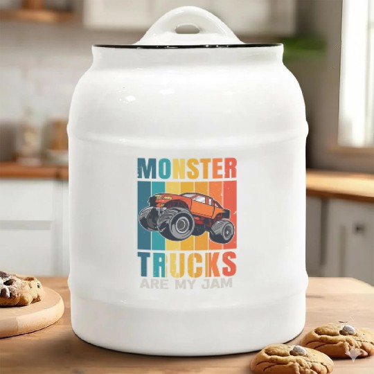 Monster Trucks Are My Jam Vintage Retro Ceramic Cookie Jars