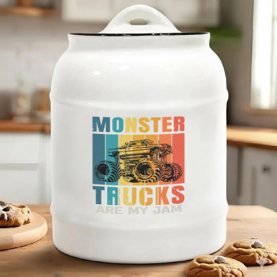 Monster Trucks Are My Jam Vintage Retro Ceramic Cookie Jars