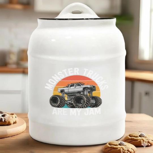 Monster Trucks Are My Jam Vintage Retro Ceramic Cookie Jars