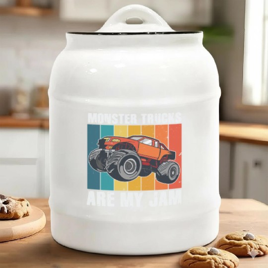 Monster Trucks Are My Jam Vintage Retro Ceramic Cookie Jars
