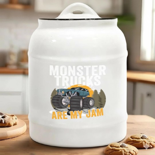 Monster Trucks Are My Jam Vintage Retro Ceramic Cookie Jars