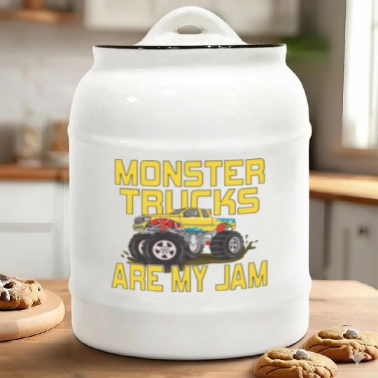 Monster Trucks Are My Jam Vintage Retro Ceramic Cookie Jars