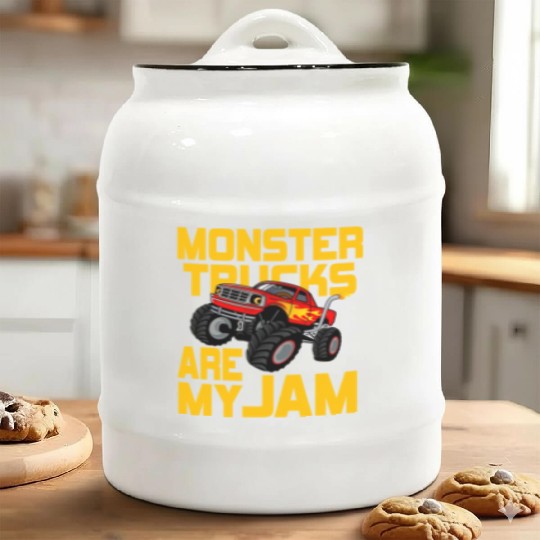 Monster Trucks Are My Jam Vintage Retro Ceramic Cookie Jars