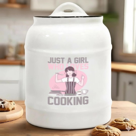 JUST A GIRL WHO LOVES COOKING Ceramic Cookie Jars