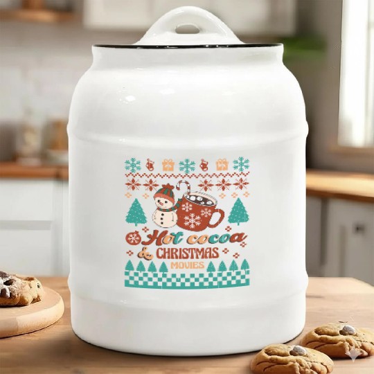 Funny Christmas Hot cocoa christmas movies Ceramic Cookie Jars