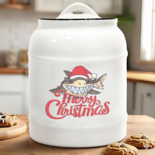 Cute Shark Cheeky In The Ocean For Christmas X-mas Ceramic Cookie Jars