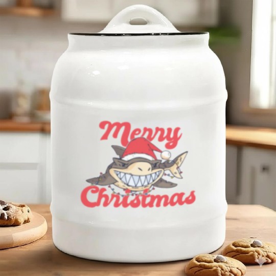 Cute Shark Cheeky In The Ocean For Christmas X-mas Ceramic Cookie Jars