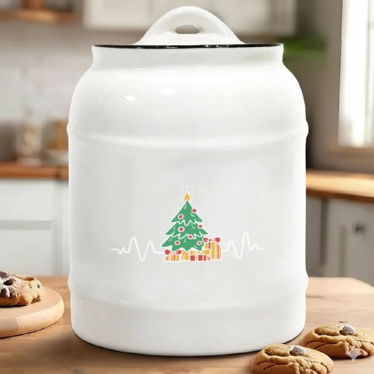 Funny Christmas Tree Heartbeat Merry Christmas Ceramic Cookie Jars