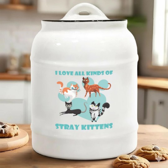 I love all kinds of stray cats stray kitten rescue Ceramic Cookie Jars