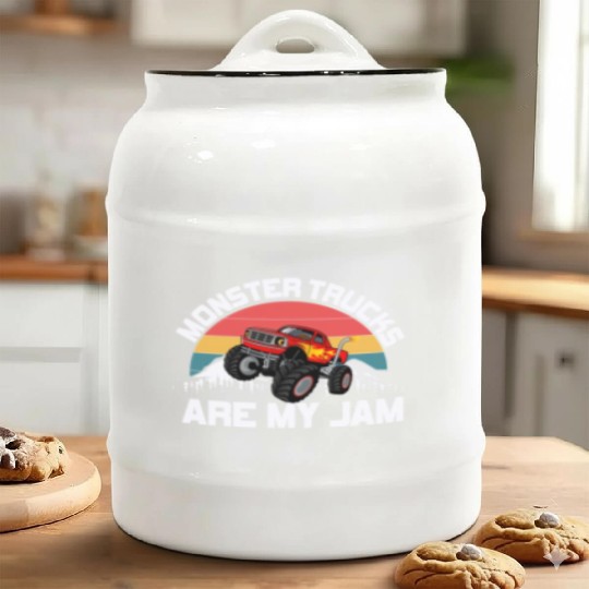 Monster Trucks Are My Jam Vintage Retro Ceramic Cookie Jars