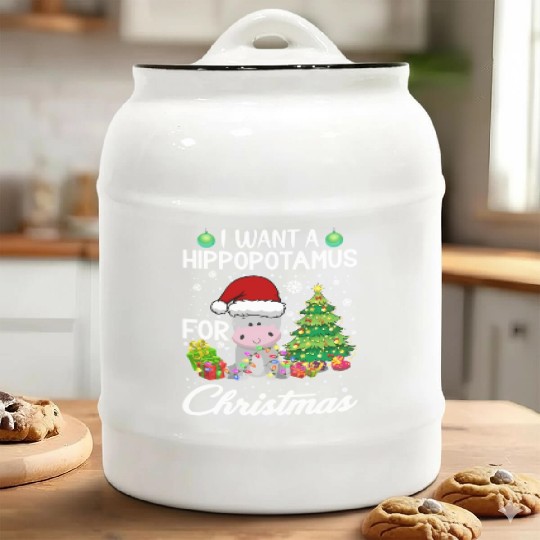 I Want A Hippopotamus For Christmas Hippo Ceramic Cookie Jars