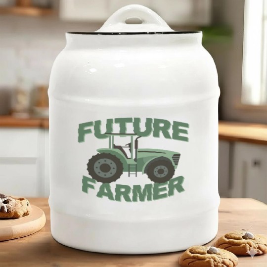 Farming Farmer Tractor Future Ceramic Cookie Jars