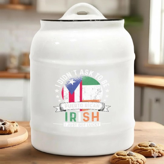 Puerto Rico Flag Ireland Grown Got Lucky Ceramic Cookie Jars