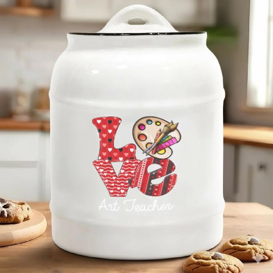 LOVE Art Teacher Valentines Day Teacherlife Ceramic Cookie Jars